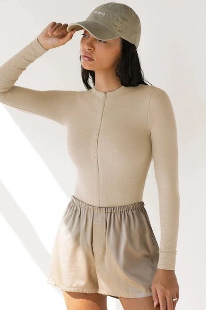 Sexy Zip Up Long Sleeve  Tops