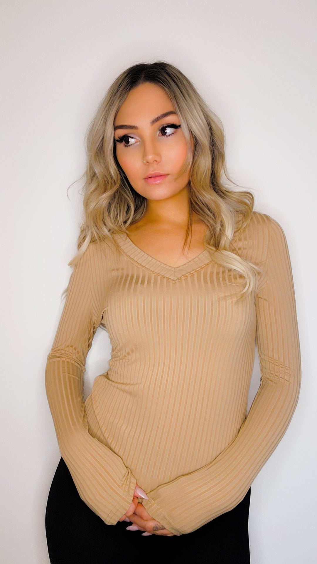 Solid Color Slim Fit Top